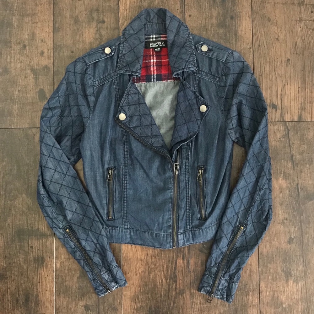 Forever 21 Denim Motorcycle Jackets XS